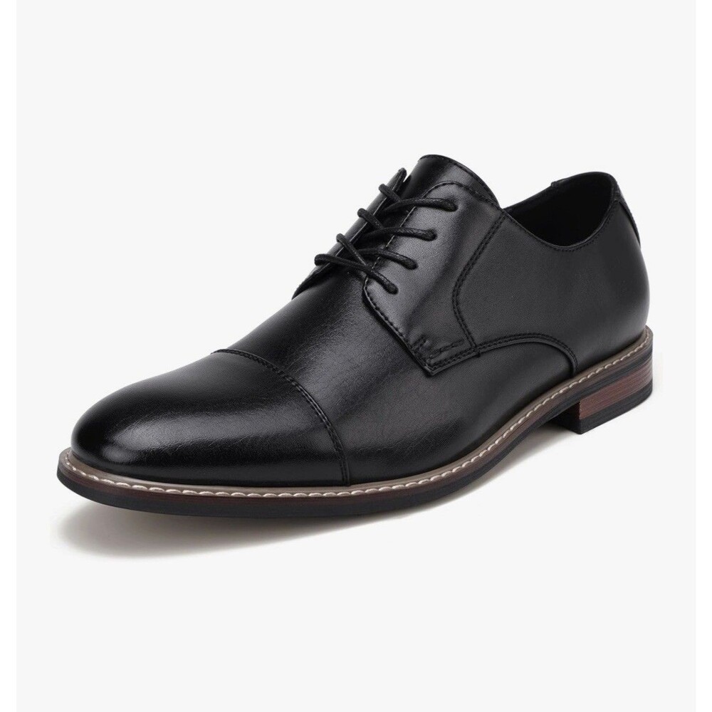 MOFRI Dress Shoes Men's Size 11 Black Faux Leather Cap Toe Lace Up OTCANDY18